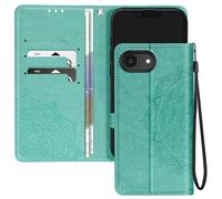 Avizar Étui Fleurs Mandala pour iPhone 16e Portefeuille Dragonne Vert
