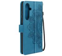 Avizar Étui Fleurs Mandala pour Samsung Galaxy A25 5G Portefeuille Dragonne Bleu