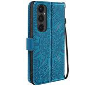 Étui Fleurs Mandala pour Samsung Galaxy S24 FE Portefeuille Dragonne Bleu
