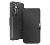 Avizar Étui Folio pour Galaxy A57 Finition Carbone avec Porte-carte Noir