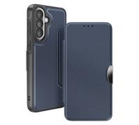 Étui Folio pour Galaxy A57 Finition Carbone avec Porte-cartes Bleu nuit