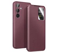Etui Folio pour Galaxy S26 Grainé avec Fenêtre Smart View et Porte-carte Bordeaux