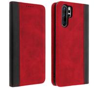 Avizar Étui Folio pour Huawei P30 Pro Aspect Craquelé avec Support Vidéo Rouge
