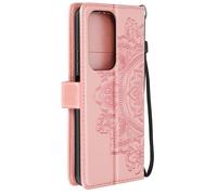 Étui Mandala Fleurs Pour Honor 200 Lite Portefeuille Support Dragonne Rose Champagne