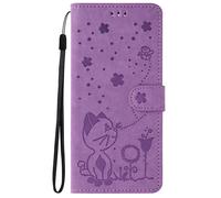Avizar, étui porte-monnaie avec design de chat pour Xiaomi Redmi A3, violet