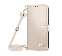 Avizar Étui Portefeuille pour Galaxy A27 à Bandoulière avec Motif Nœud Doré