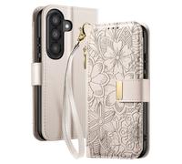 Avizar Étui Portefeuille pour Galaxy A37 Motif Floral avec Poche Zippée Intégré