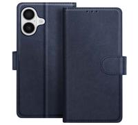 Étui Portefeuille pour iPhone 17 Série Chesterfield avec Fonction Support Bleu nuit