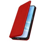 Avizar Etui Portefeuille pour Oppo A57s Clapet Magnétique avec Support Rouge