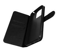 Avizar Étui Portefeuille pour Redmi 12C Chesterfield Grainé Fonction Stand Noir