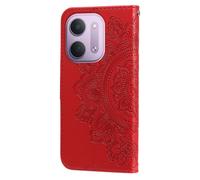 Avizar Étui Portefeuille pour Redmi 17C 5G Motif Mandala avec Support Rouge