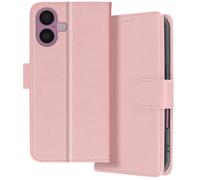 Étui Portfeuille pour iPhone 16 Série Chesterfield avec Fonction Support Rose