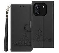 Etui pour Blackview Wave 6C Motif Chat Clapet Portefeuille et Support Noir