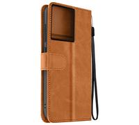 Étui Pour Motorola Edge 50 Pro Dragonne Clapet Support Portefeuille Marron Clair