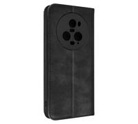 Étui pour Honor Magic 5 Pro portefeuille support vidéo motif croisillon Noir