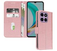 Avizar Étui pour Honor X6b Clapet Portefeuille et Support Vidéo Rose champagne