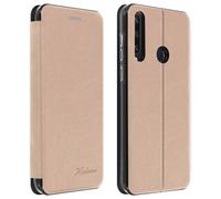 Étui pour Huawei Y6p Simili-Cuir Texturé Clapet Porte-carte Support Vidéo Rose champagne