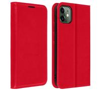 Etui iPhone 11 Folio Cuir Véritable Porte cartes Support Vidéo rouge