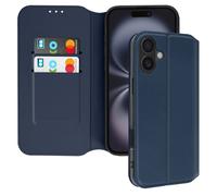 Avizar Étui pour iPhone 16 Clapet Porte-cartes Support vidéo Bleu nuit