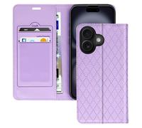 Avizar, Étui pour iPhone 16 Plus avec motif en losange, compartiments et fonction de rangement, Violet