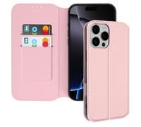 Etui pour iPhone 16 Pro Clapet Porte-cartes et Support Vidéo Rose champagne