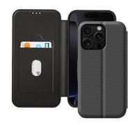 Avizar Étui pour iPhone 16 Pro Fibre de Carbone Support Vidéo et Anti-RFID Noir