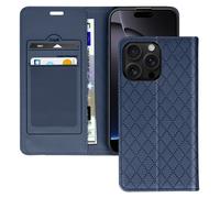Avizar, étui pour iPhone 16 Pro Max avec motif en losange, compartiments et fonction de rangement, bleu foncé