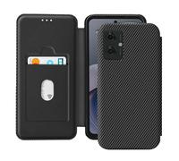 Etui pour Motorola Moto G55 Fibre Carbone Support Vidéo et Anti-RFID Noir