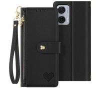 Avizar Étui pour Motorola Edge 50 Fusion Portefeuille Zippé Support Vidéo Noir