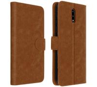 Étui pour Nokia 2.3 Housse Intégrale Porte-cartes Fonction Support Marron