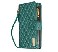 Etui pour Samsung S24 et S25 Portefeuille Dragonne Design Matelassé Bleu canard