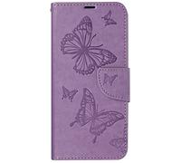 Avizar Étui pour Samsung A35 5G Portefeuille Papillon avec Dragonne Violet