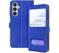 Avizar Étui pour Samsung Galaxy A16 Fenêtre Fonction Support Vidéo Bleu