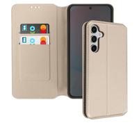 Étui pour Samsung Galaxy S24 FE Clapet Porte-cartes et Support Vidéo Dorée
