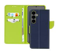 Avizar Étui pour Samsung Galaxy S25 Portefeuille Cuir Saffiano Fancy Bleu Nuit