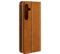 Avizar Étui pour Samsung S24 et S25 Portefeuille Fonction Support Marron clair