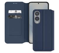 Étui pour Samsung S25 Edge Clapet Porte-Cartes et Support Vidéo Bleu nuit