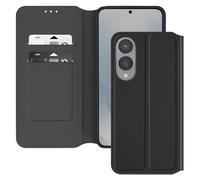 Etui pour Samsung S25 Edge Clapet Porte-Cartes et Support Vidéo Noir