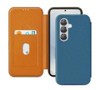 Étui pour Samsung S25 Fibre de Carbone Anti-RFID Bleu