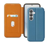 Étui pour Samsung S25 Fibre de Carbone Support Vidéo et Anti-RFID Bleu