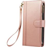 Avizar, étui zippé pour Galaxy A16 / A26, bandoulière amovible, rose