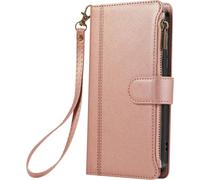 Avizar, étui zippé pour Galaxy S25 / S24 avec dragonne détachable, rose