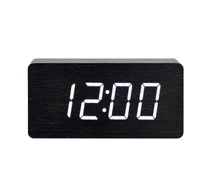 Avizar Horloge en Bois avec Affichage LED Numérique Clair Noir