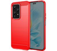Coque pour Honor 200 Lite Protection Souple Effet Carbone et Brossé Rouge