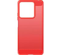 Coque pour Xiaomi Redmi 13C Flexible Effet Carbone et Brossé Rouge