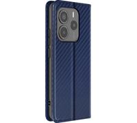 Avizar, Housse en carbone pour Xiaomi Redmi Note 14 5G Portefeuille Vidéo Stand, Bleu Foncé
