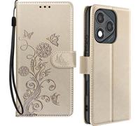 Avizar, housse motif fleurs et papillons pour Honor 400 Lite dragonne, or