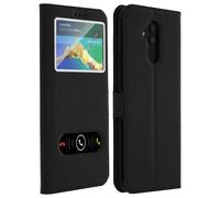 Avizar Housse pour Huawei Mate 20 lite Étui Double Fenêtre Coque Silicone Noir
