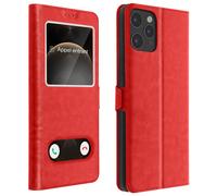 Housse pour iPhone 12 / 12 Pro Étui Intégral Double Fenêtre Support Vidéo Rouge