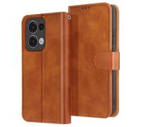 Housse pour Oppo Reno 13 Portefeuille avec Languette Magnétique Marron